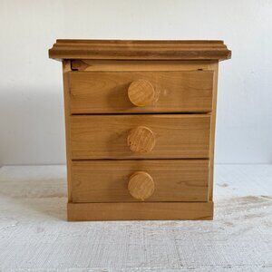 Vintage Wooden Chest of Drawers - Wood Storage Trinket Box